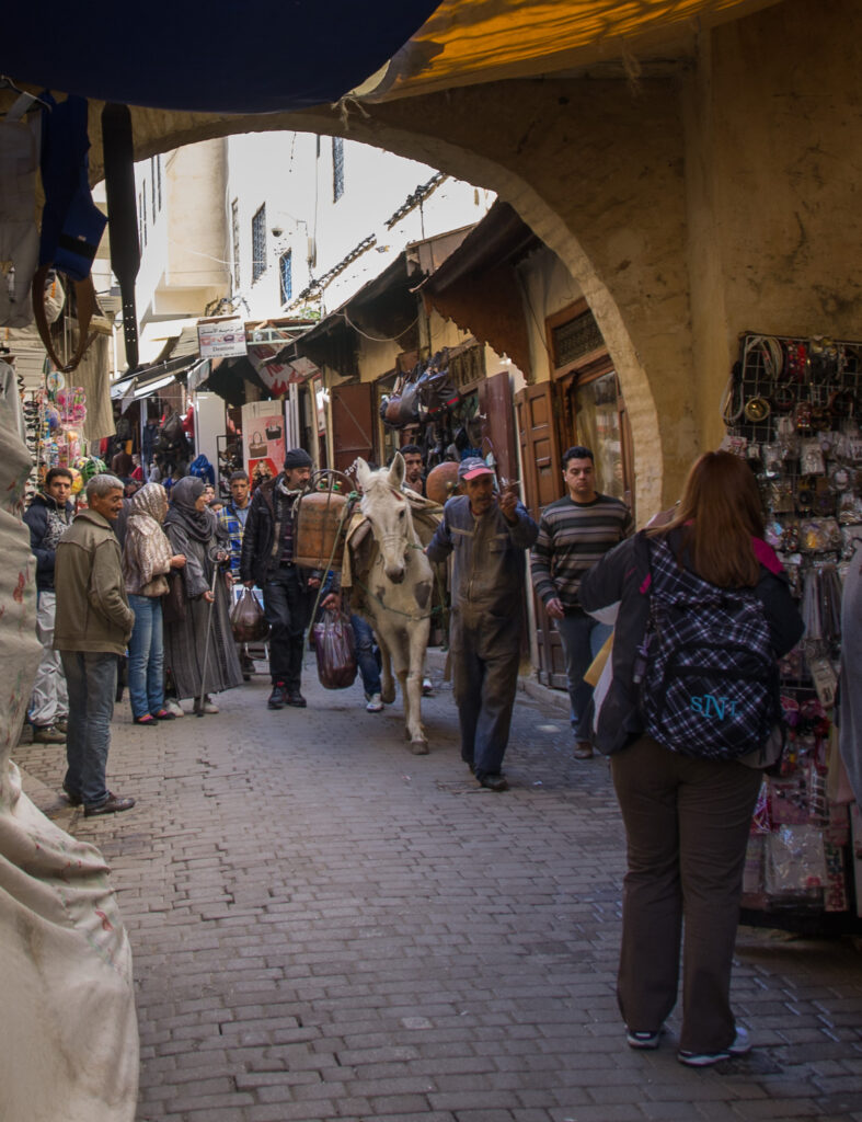 Shelley being told No Fez Morocco