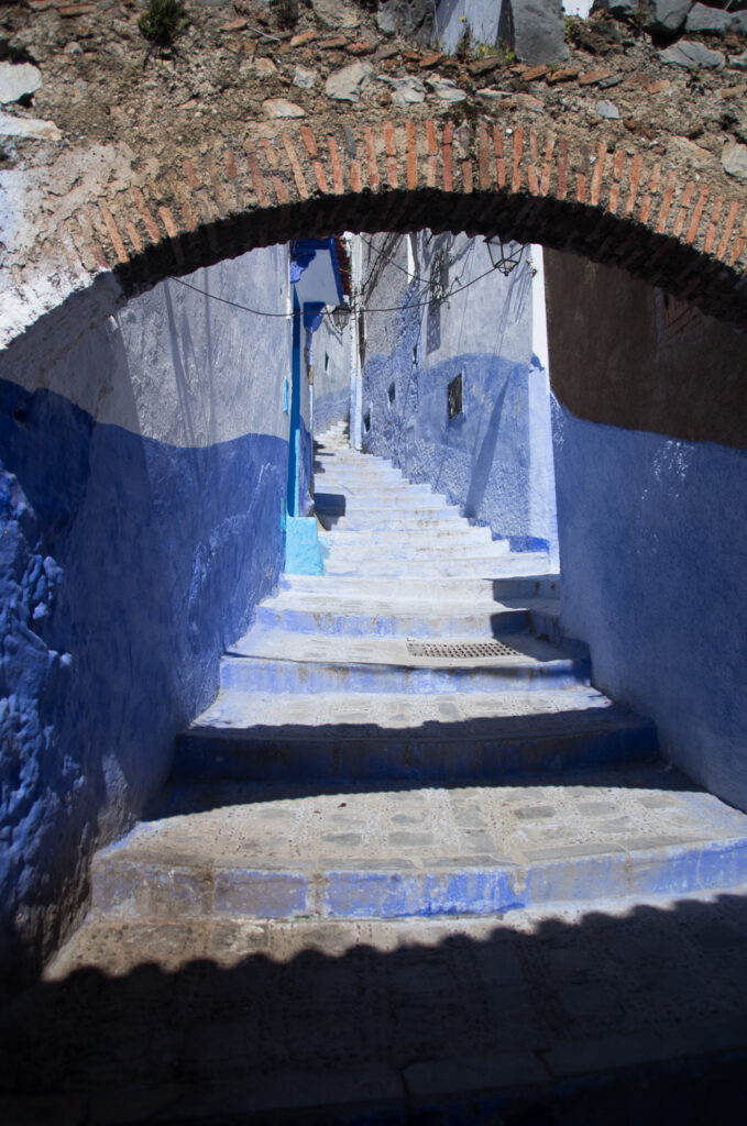 Stone Arch Over Blue Stairs - Chefchaouen Morocco