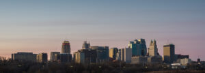 Kansas City Skyline Sunrise from Berkley Riverfront Park