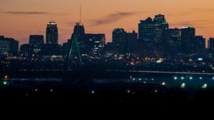 Kansas City Skyline Sunset from North Kansas City