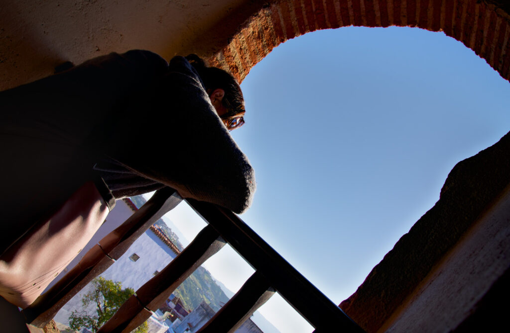 Tracy Looking from the Kasbah Chefchaouen Morocco