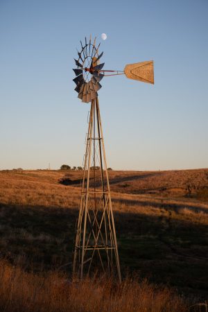 Moonrise over Windmill - Mushroom State Park Kansas 2018